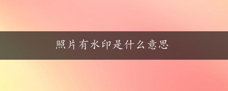 照片有水印是什么意思