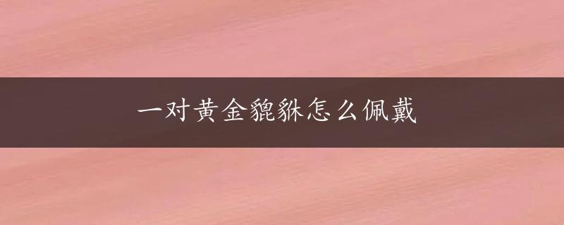 一对黄金貔貅怎么佩戴