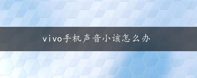 vivo手机声音小该怎么办