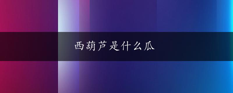 西葫芦是什么瓜