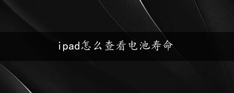 ipad怎么查看电池寿命