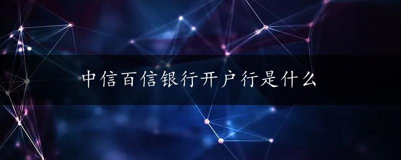 中信百信银行开户行是什么