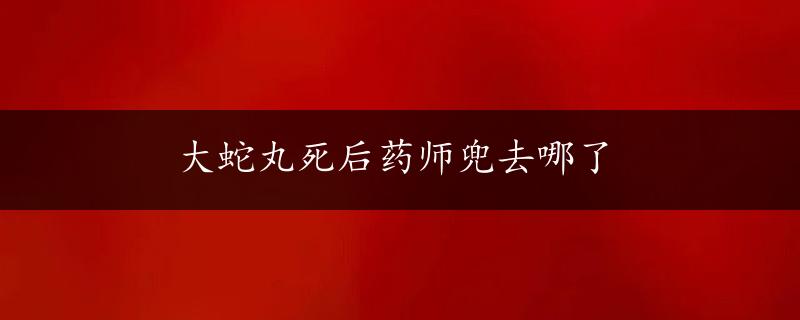 大蛇丸死后药师兜去哪了