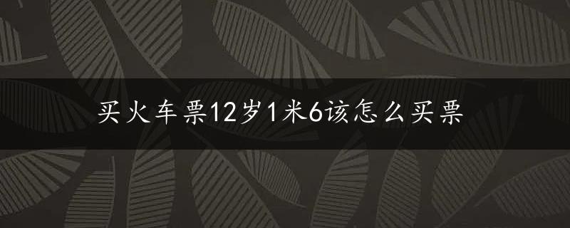 买火车票12岁1米6该怎么买票