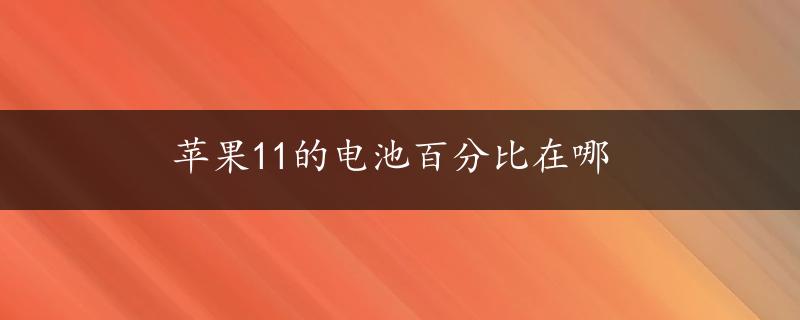 苹果11的电池百分比在哪