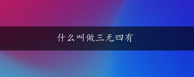 什么叫做三无四有