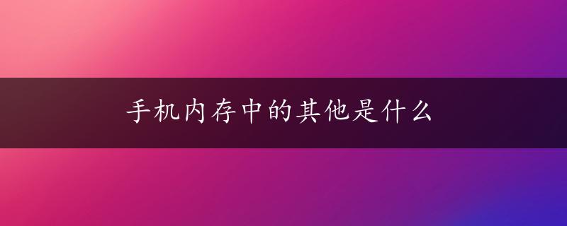 手机内存中的其他是什么