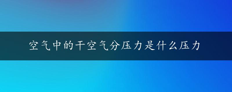 空气中的干空气分压力是什么压力