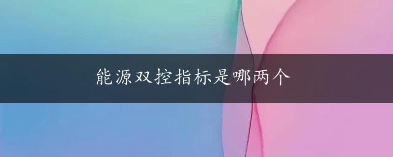 能源双控指标是哪两个