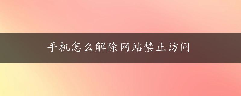 手机怎么解除网站禁止访问