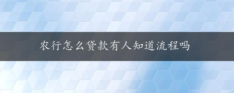 农行怎么贷款有人知道流程吗