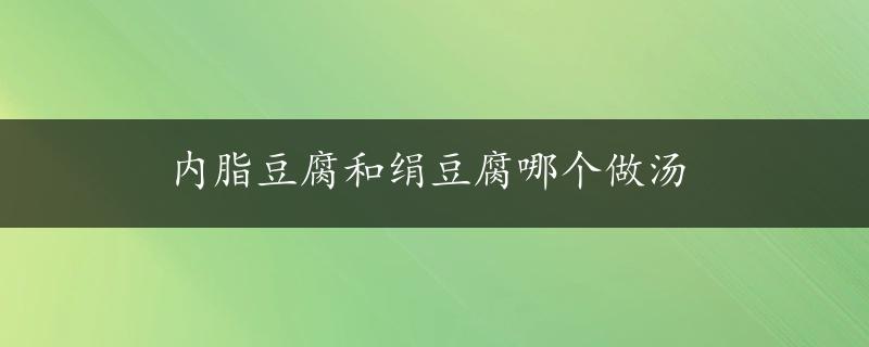 内脂豆腐和绢豆腐哪个做汤