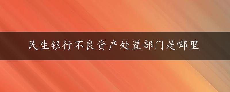 民生银行不良资产处置部门是哪里