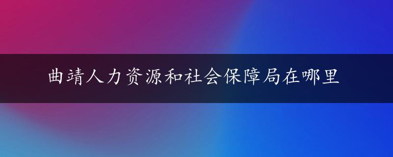 曲靖人力资源和社会保障局在哪里