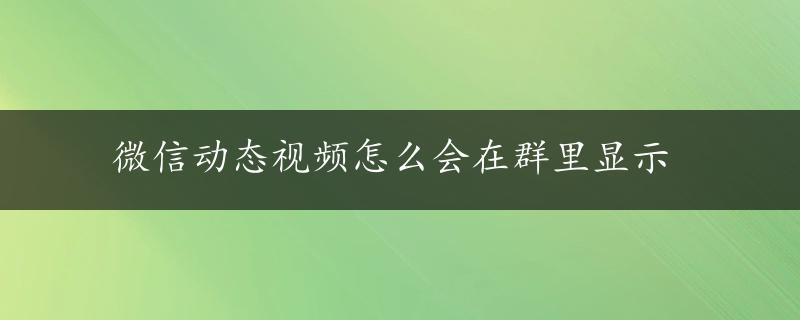 微信动态视频怎么会在群里显示