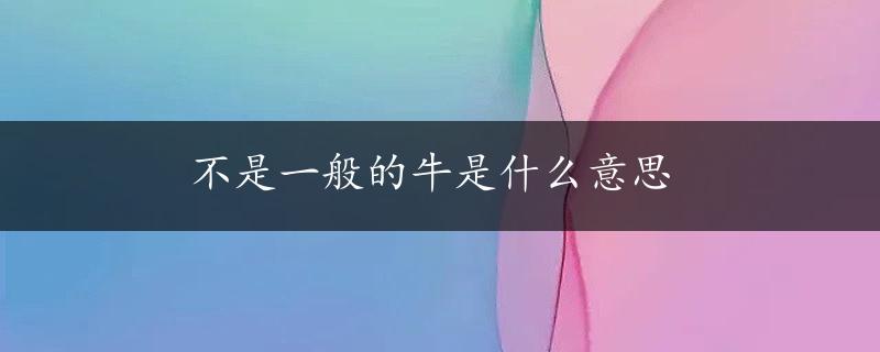 不是一般的牛是什么意思