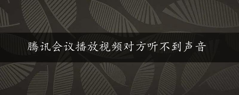 腾讯会议播放视频对方听不到声音