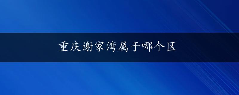 重庆谢家湾属于哪个区