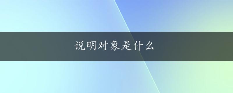 说明对象是什么