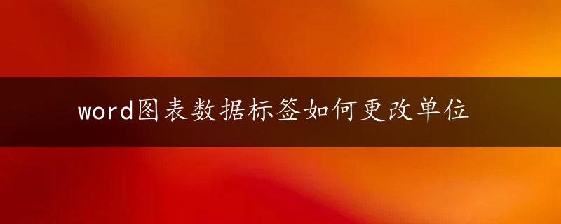 word图表数据标签如何更改单位