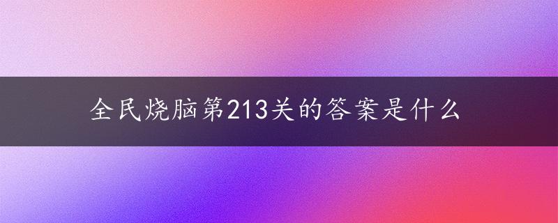 全民烧脑第213关的答案是什么