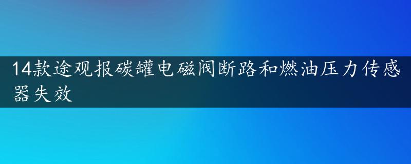 14款途观报碳罐电磁阀断路和燃油压力传感器失效