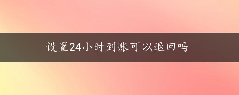 设置24小时到账可以退回吗