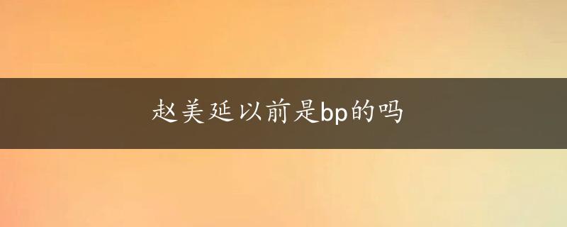 赵美延以前是bp的吗