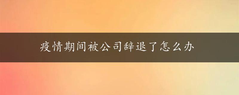 疫情期间被公司辞退了怎么办