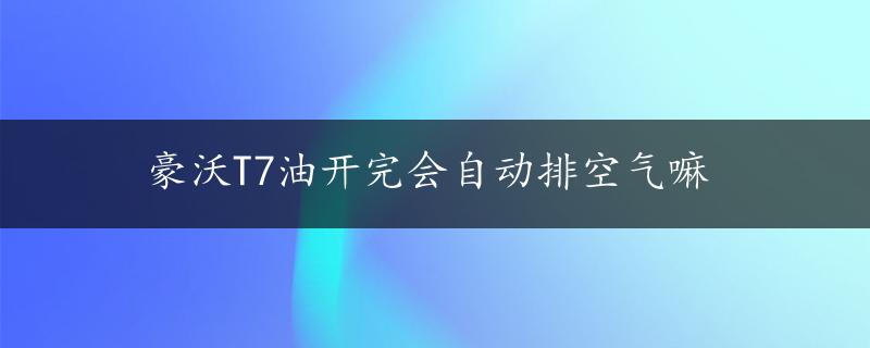 豪沃T7油开完会自动排空气嘛