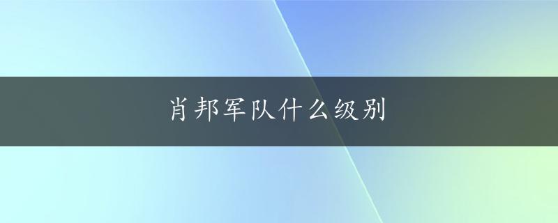 肖邦军队什么级别