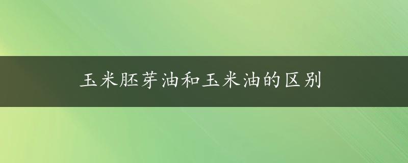 玉米胚芽油和玉米油的区别