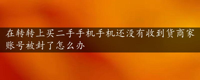 在转转上买二手手机手机还没有收到货商家账号被封了怎么办