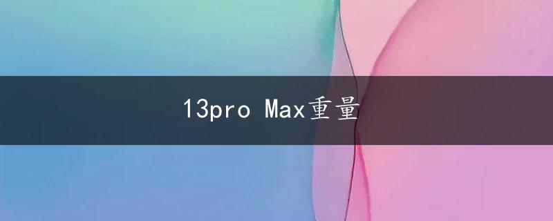 13pro Max重量