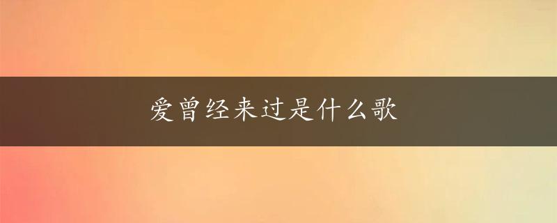 爱曾经来过是什么歌