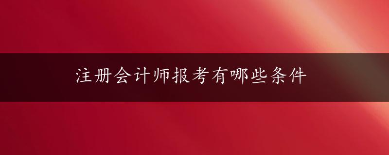 注册会计师报考有哪些条件