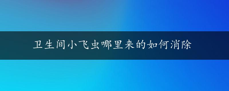 卫生间小飞虫哪里来的如何消除