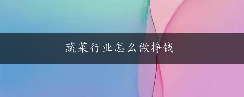 蔬菜行业怎么做挣钱