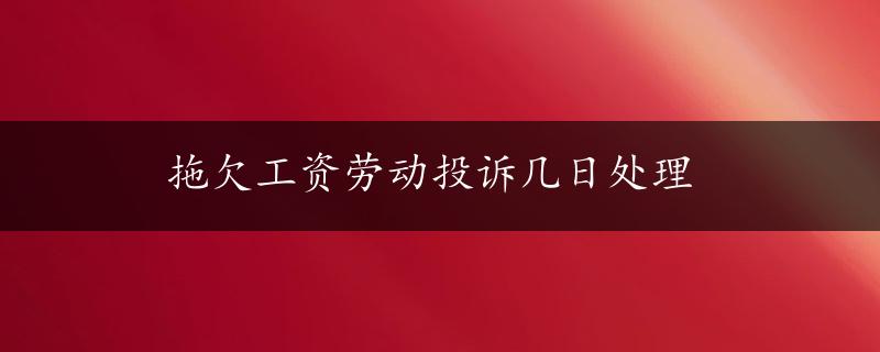 拖欠工资劳动投诉几日处理