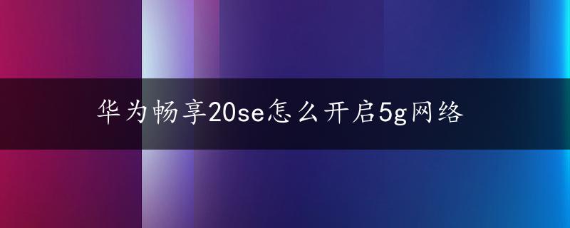 华为畅享20se怎么开启5g网络