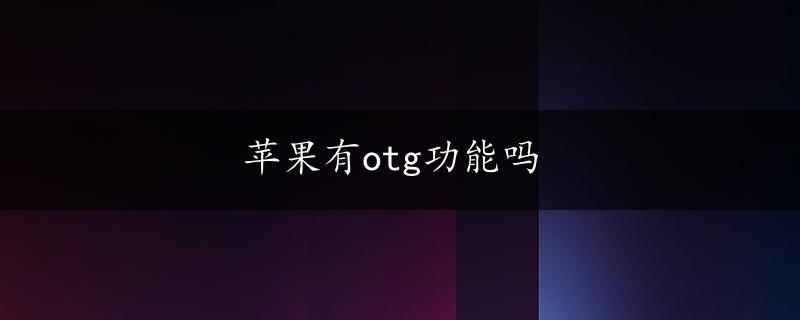 苹果有otg功能吗