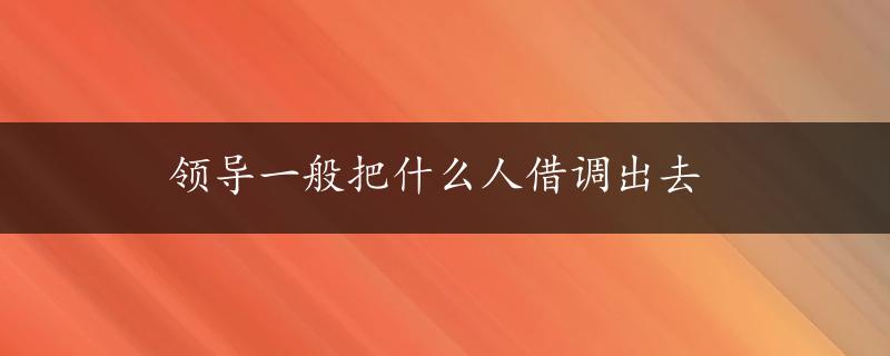 领导一般把什么人借调出去