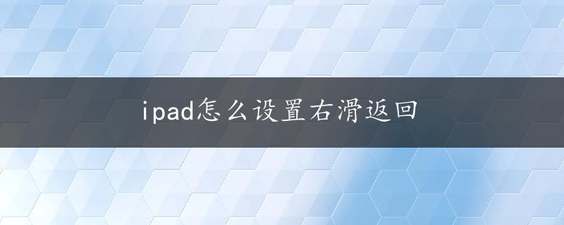 ipad怎么设置右滑返回