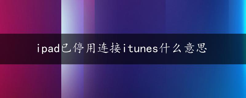 ipad已停用连接itunes什么意思