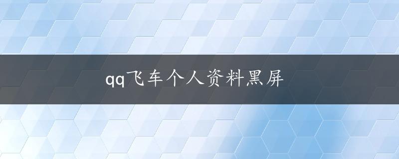 qq飞车个人资料黑屏