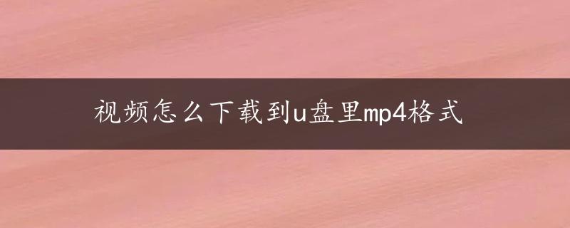 视频怎么下载到u盘里mp4格式