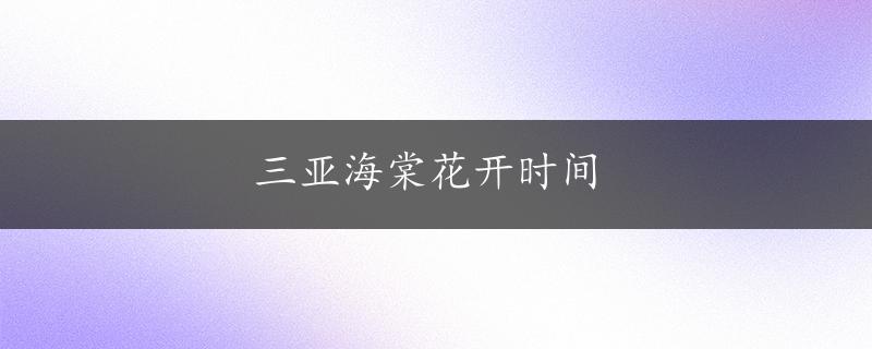 三亚海棠花开时间