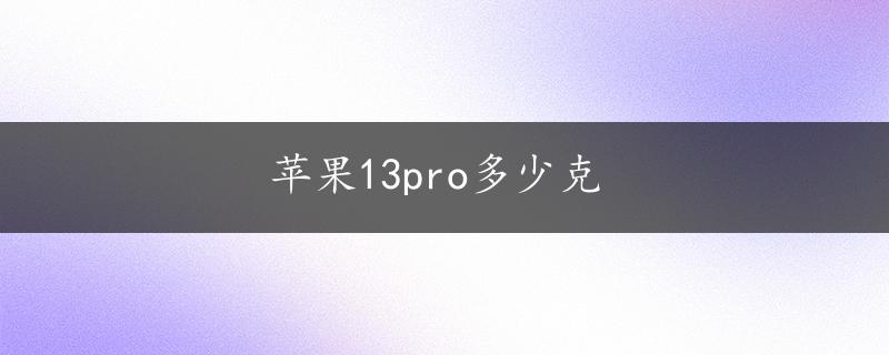 苹果13pro多少克