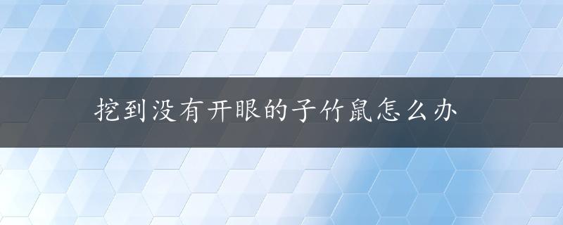 挖到没有开眼的子竹鼠怎么办