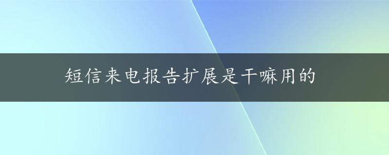 短信来电报告扩展是干嘛用的